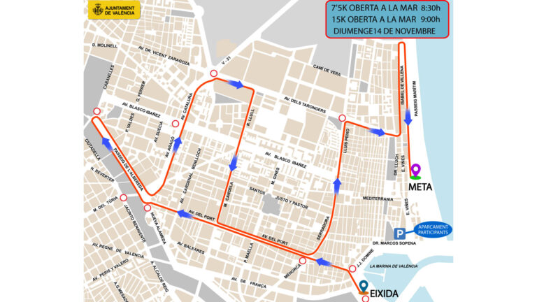 L’Ajuntament prepara un dispositiu de trànsit per a la carrera València Oberta a la Mar, que es celebra diumenge