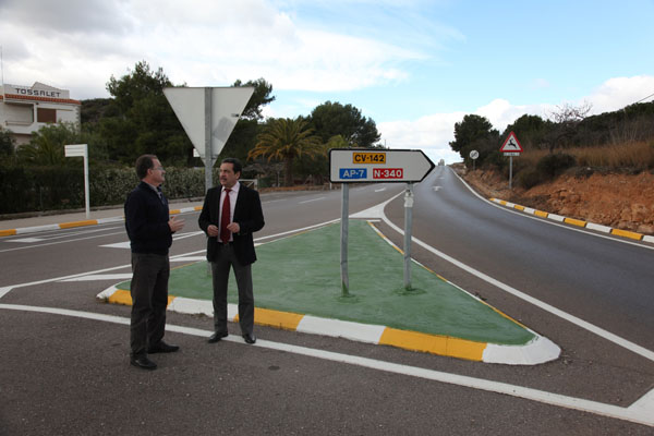 La Diputación invierte 17.458 euros para mejorar la seguridad de la carretera CV-142 en el acceso a Alcossebre