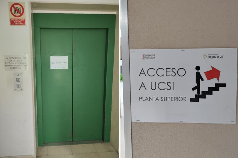 CSIF denuncia los problemas con ascensores en el hospital Peset de Valencia que dificultan el acceso a Radiología o UCSI