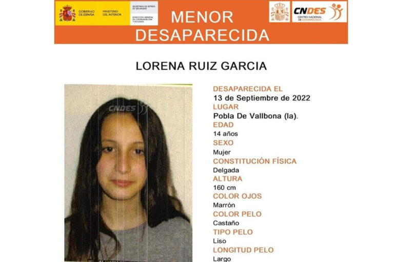 Desaparecida una menor de 14 años en La Pobla de Vallbona