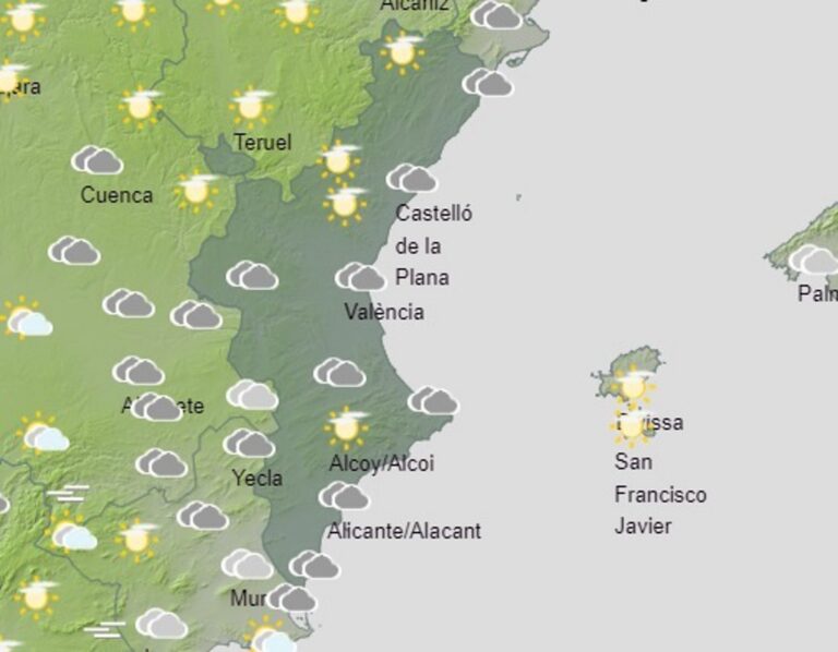 Intervalos nubosos y temperaturas sin cambios para el último domingo de octubre en la Comunitat Valenciana